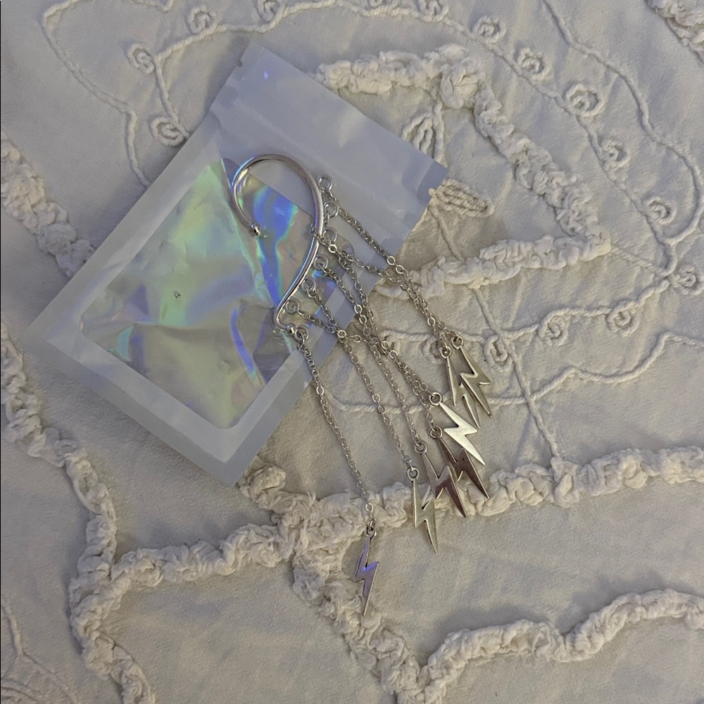 Silver Lightning Chain Ear Cuff
